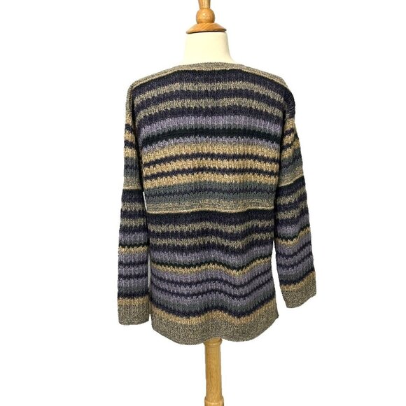 J. McLaughlin Vintage Hand Knit Cardigan Sweater Silk Mohair Blend Stripe Size S - Picture 4 of 9